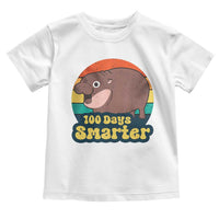 100th Day Of School Toddler T Shirt Moo Deng 100 Days Smarter Retro Baby Hippo