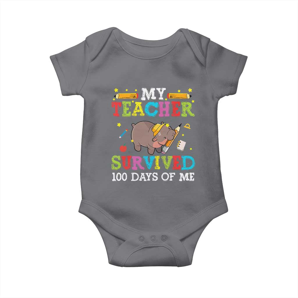 Funny Moo Deng 100th Day Of School Baby Onesie My Teacher Survived 100 Days Of Me