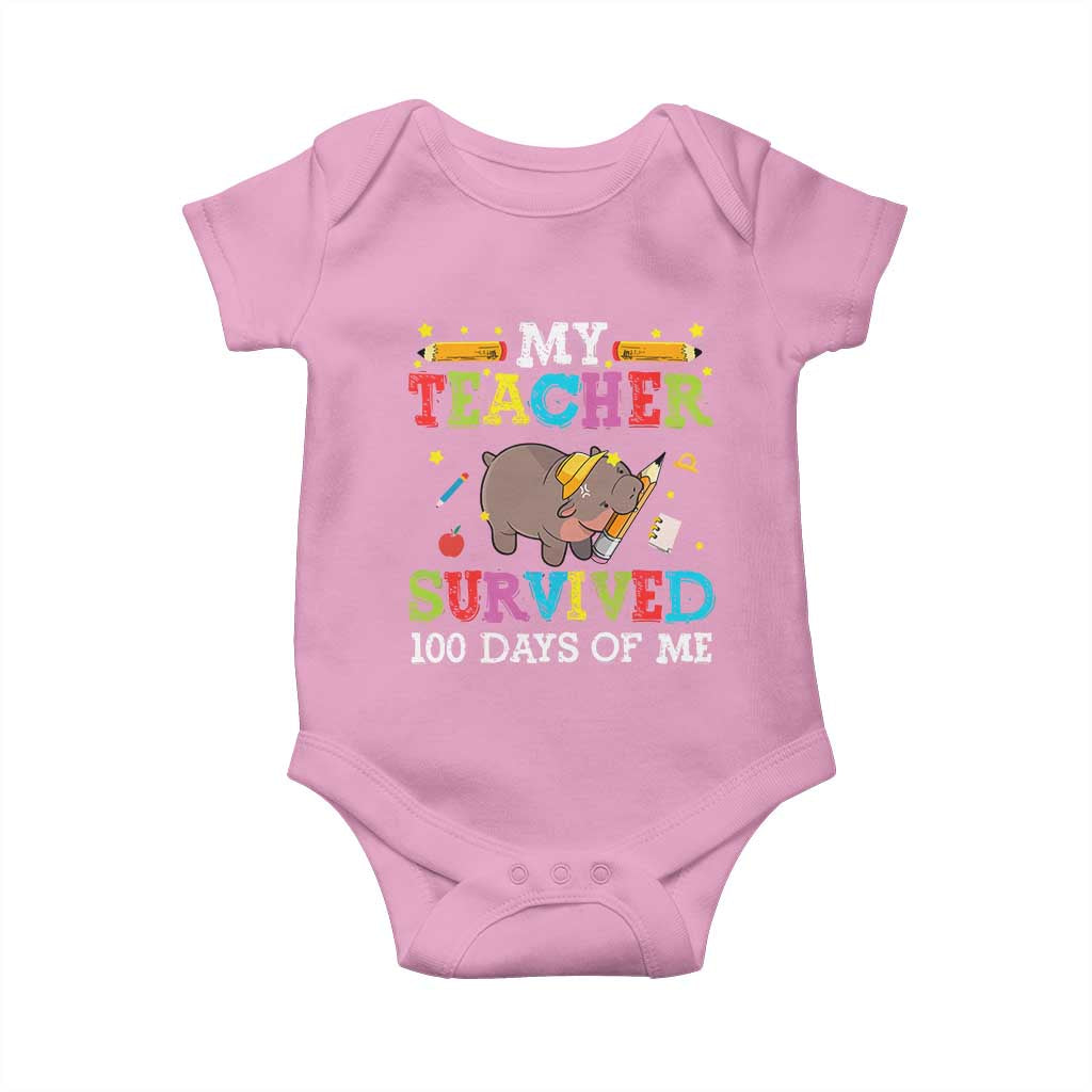 Funny Moo Deng 100th Day Of School Baby Onesie My Teacher Survived 100 Days Of Me