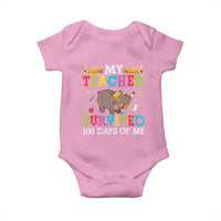 Funny Moo Deng 100th Day Of School Baby Onesie My Teacher Survived 100 Days Of Me
