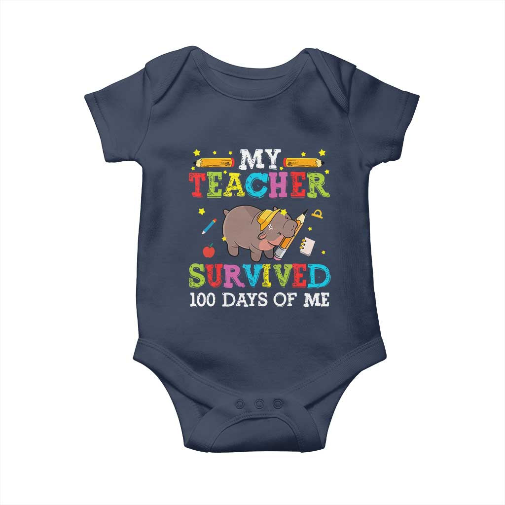 Funny Moo Deng 100th Day Of School Baby Onesie My Teacher Survived 100 Days Of Me