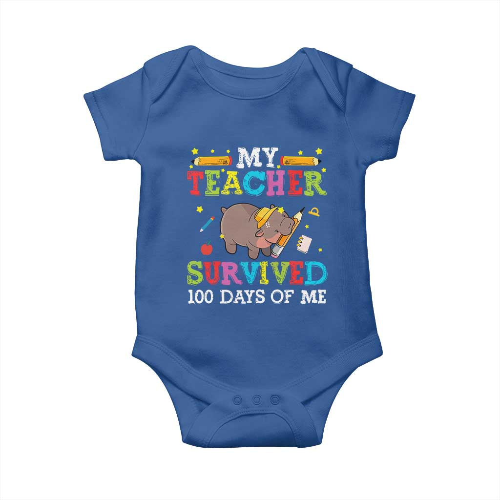Funny Moo Deng 100th Day Of School Baby Onesie My Teacher Survived 100 Days Of Me