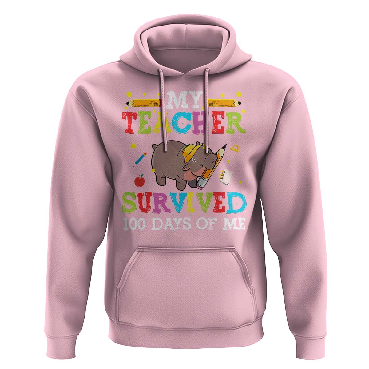 Funny Moo Deng 100th Day Of School Hoodie My Teacher Survived 100 Days Of Me