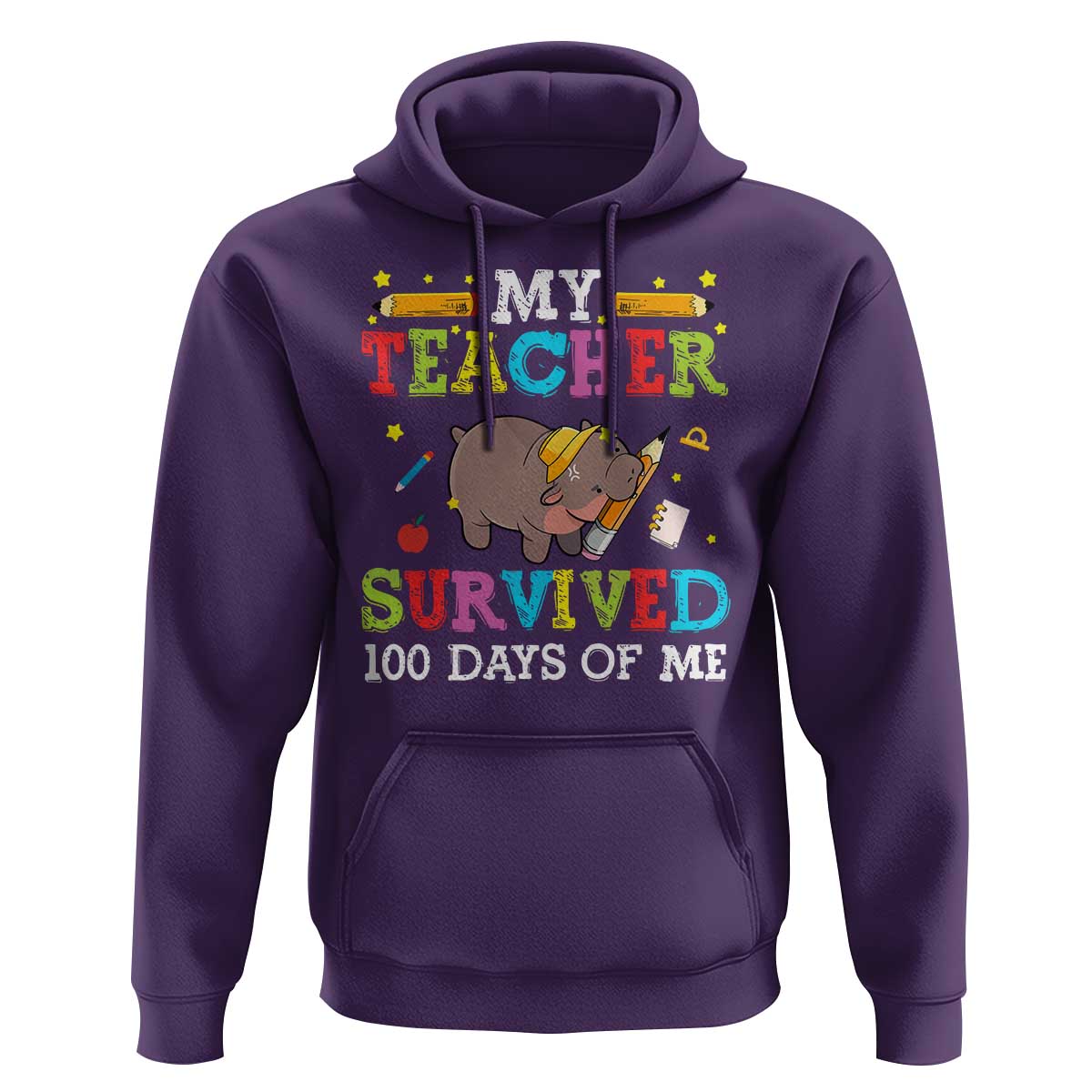 Funny Moo Deng 100th Day Of School Hoodie My Teacher Survived 100 Days Of Me