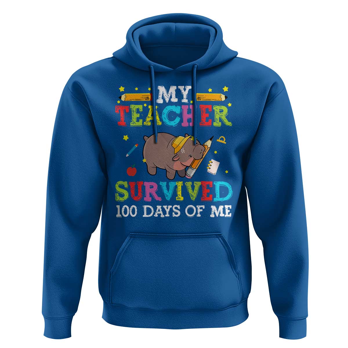 Funny Moo Deng 100th Day Of School Hoodie My Teacher Survived 100 Days Of Me
