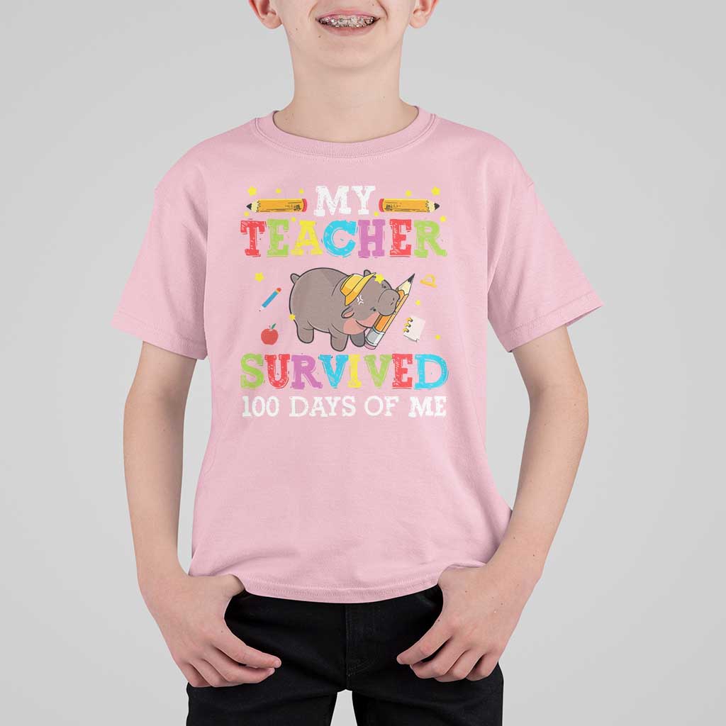 Funny Moo Deng 100th Day Of School T Shirt For Kid My Teacher Survived 100 Days Of Me - Wonder Print Shop