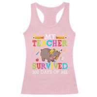 Funny Moo Deng 100th Day Of School Racerback Tank Top My Teacher Survived 100 Days Of Me