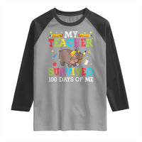 Funny Moo Deng 100th Day Of School Raglan Shirt My Teacher Survived 100 Days Of Me