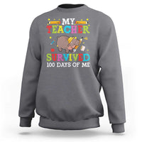 Funny Moo Deng 100th Day Of School Sweatshirt My Teacher Survived 100 Days Of Me - Wonder Print Shop