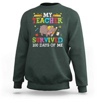 Funny Moo Deng 100th Day Of School Sweatshirt My Teacher Survived 100 Days Of Me - Wonder Print Shop