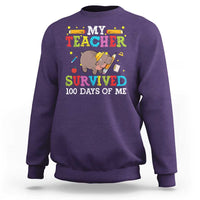 Funny Moo Deng 100th Day Of School Sweatshirt My Teacher Survived 100 Days Of Me - Wonder Print Shop