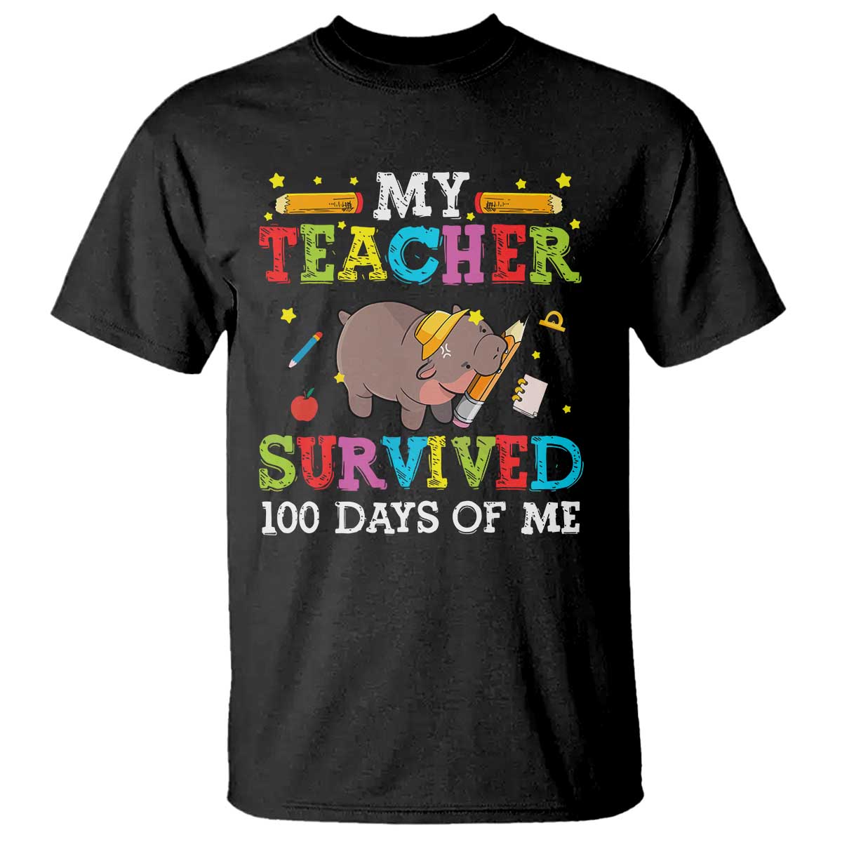 Funny Moo Deng 100th Day Of School T Shirt My Teacher Survived 100 Days Of Me - Wonder Print Shop