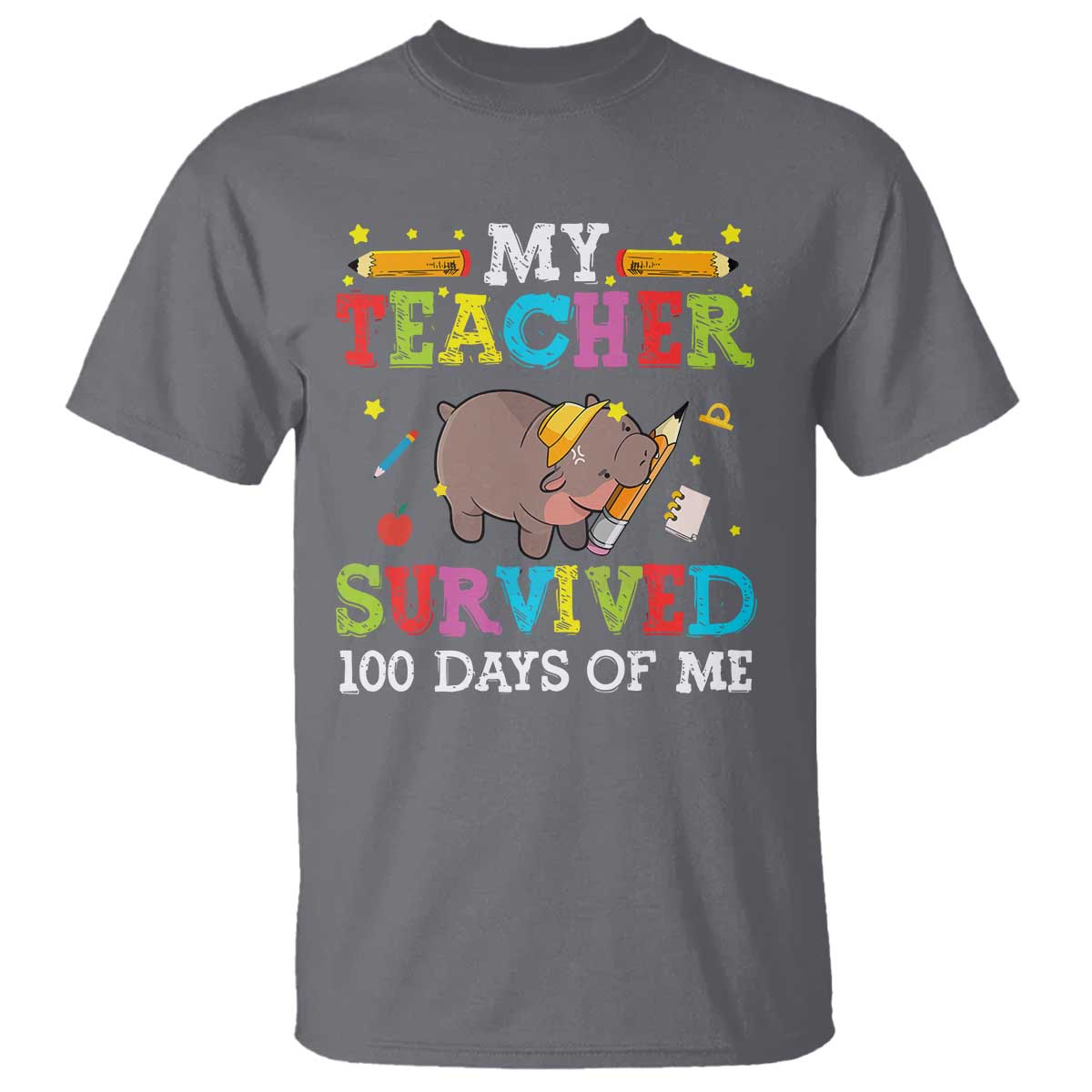 Funny Moo Deng 100th Day Of School T Shirt My Teacher Survived 100 Days Of Me - Wonder Print Shop