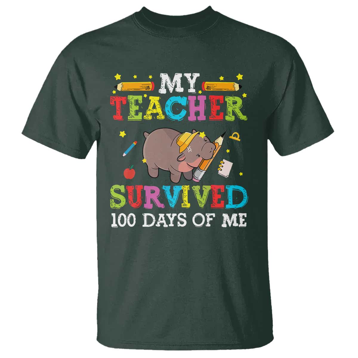 Funny Moo Deng 100th Day Of School T Shirt My Teacher Survived 100 Days Of Me - Wonder Print Shop