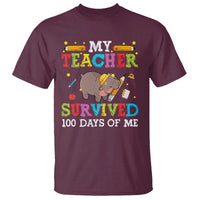 Funny Moo Deng 100th Day Of School T Shirt My Teacher Survived 100 Days Of Me - Wonder Print Shop