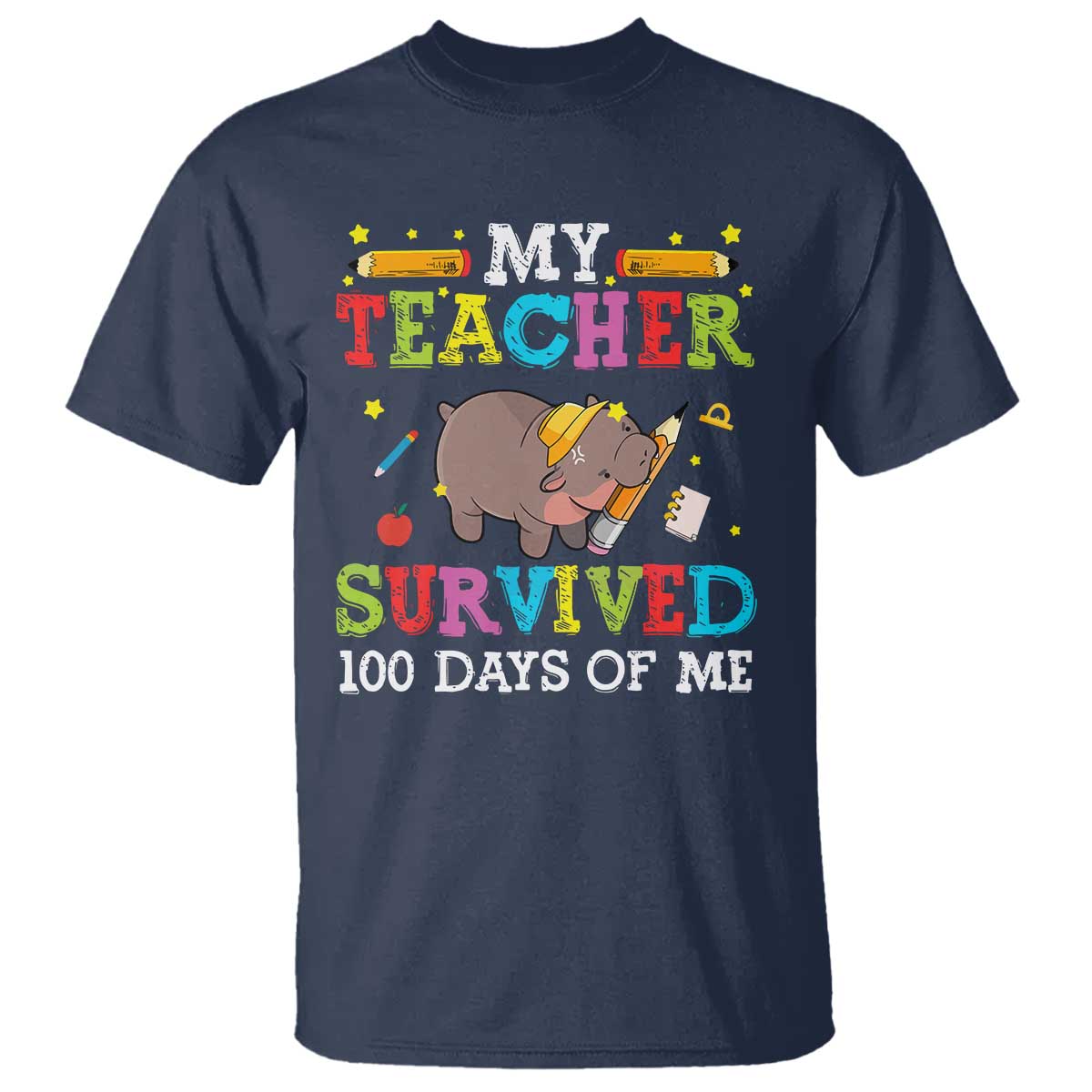 Funny Moo Deng 100th Day Of School T Shirt My Teacher Survived 100 Days Of Me - Wonder Print Shop