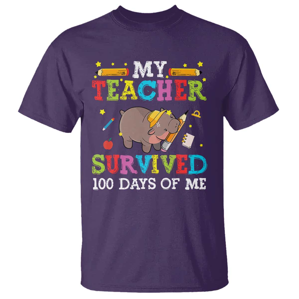 Funny Moo Deng 100th Day Of School T Shirt My Teacher Survived 100 Days Of Me - Wonder Print Shop