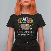 Funny Moo Deng 100th Day Of School T Shirt For Women My Teacher Survived 100 Days Of Me - Wonder Print Shop
