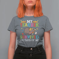 Funny Moo Deng 100th Day Of School T Shirt For Women My Teacher Survived 100 Days Of Me - Wonder Print Shop