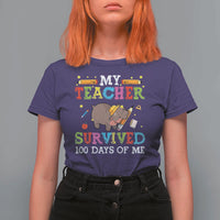 Funny Moo Deng 100th Day Of School T Shirt For Women My Teacher Survived 100 Days Of Me - Wonder Print Shop