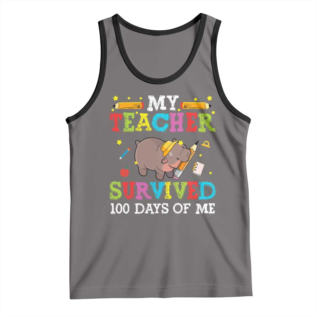 Funny Moo Deng 100th Day Of School Tank Top My Teacher Survived 100 Days Of Me