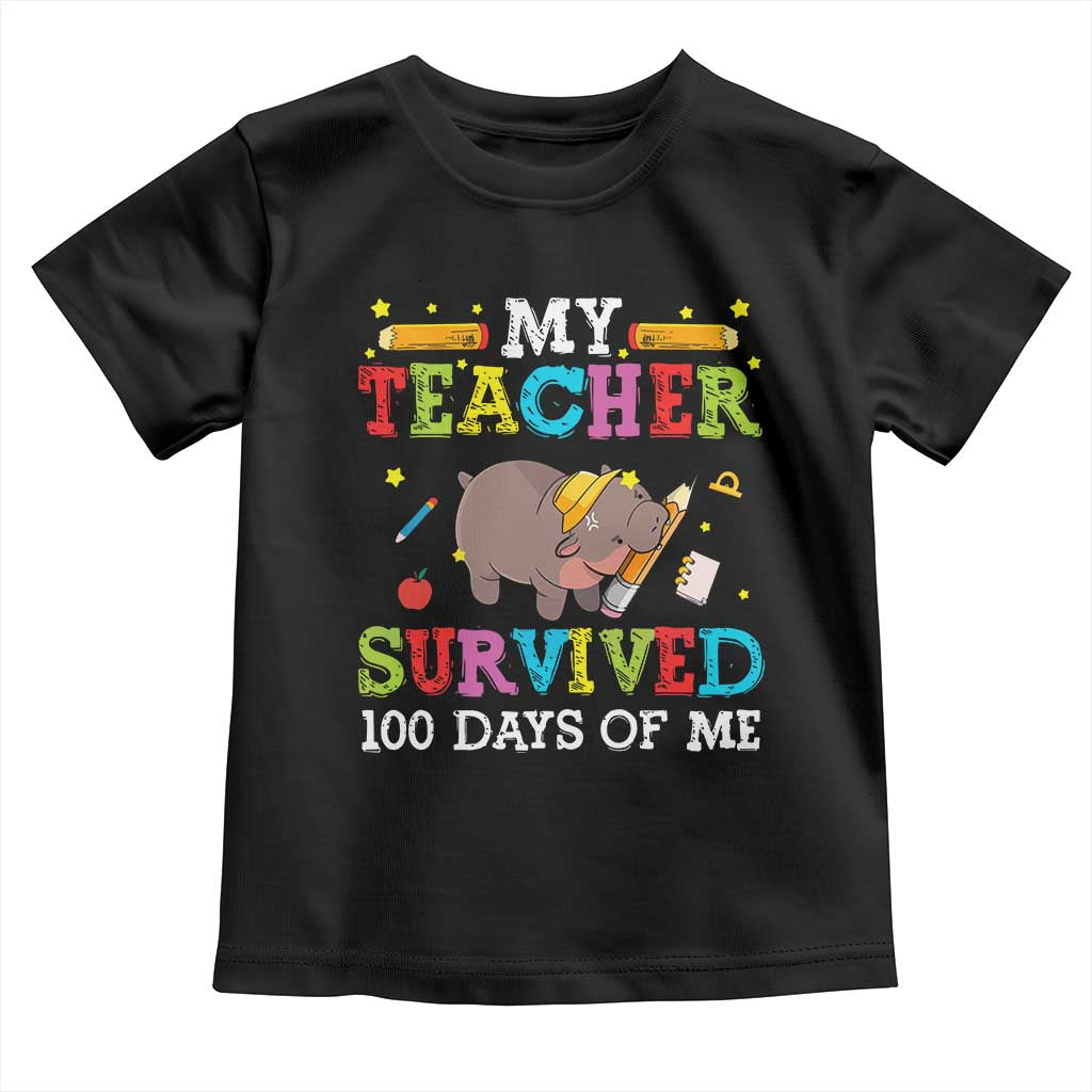 Funny Moo Deng 100th Day Of School Toddler T Shirt My Teacher Survived 100 Days Of Me