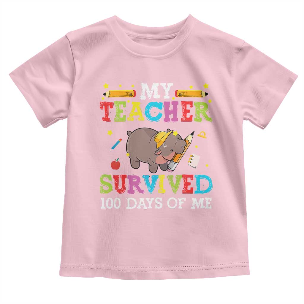Funny Moo Deng 100th Day Of School Toddler T Shirt My Teacher Survived 100 Days Of Me