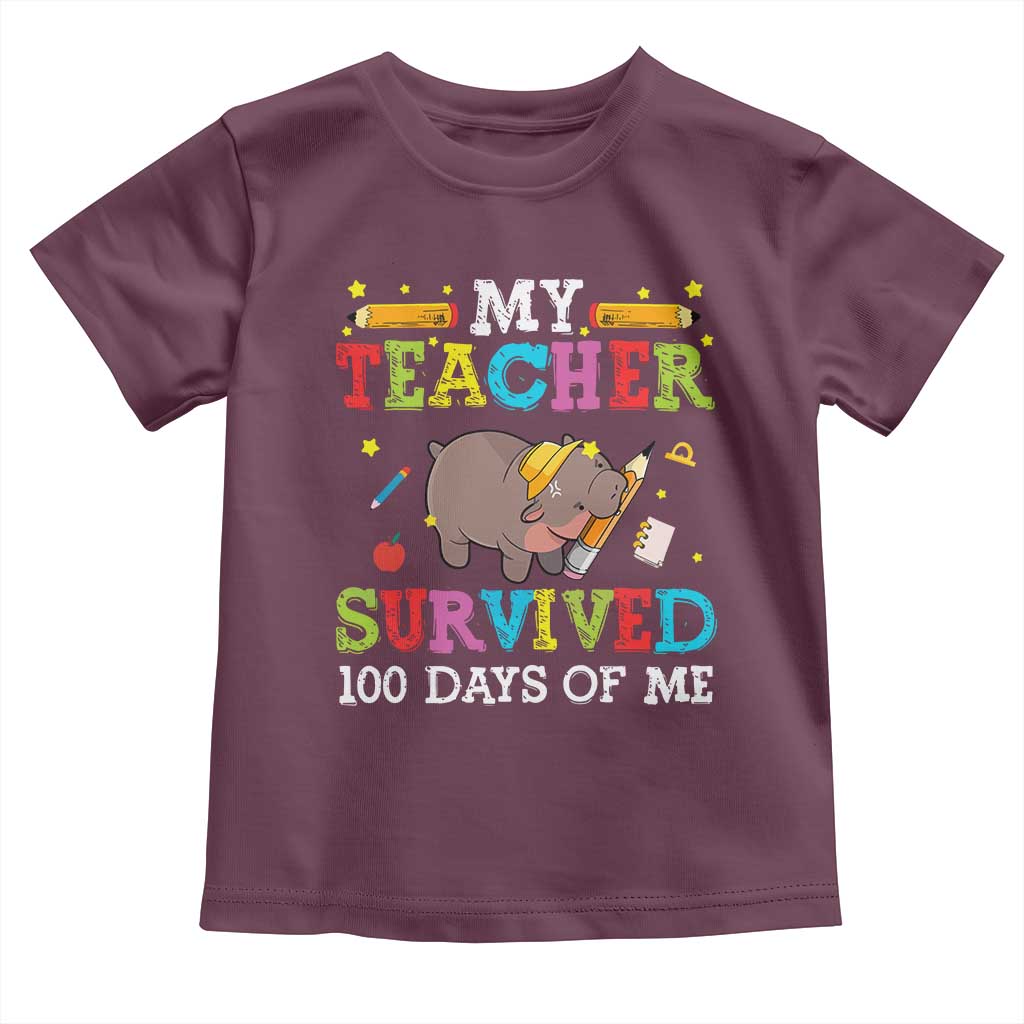 Funny Moo Deng 100th Day Of School Toddler T Shirt My Teacher Survived 100 Days Of Me