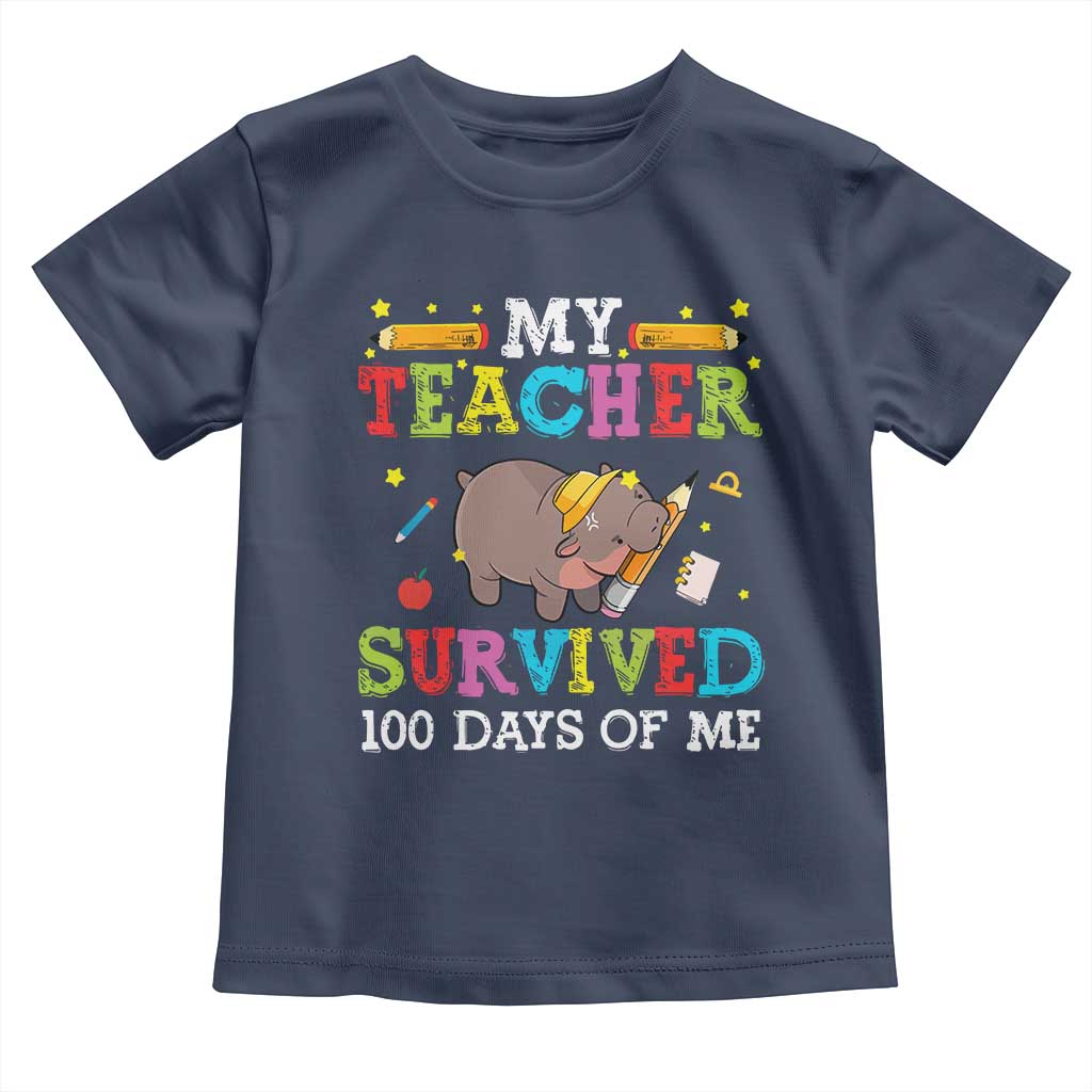 Funny Moo Deng 100th Day Of School Toddler T Shirt My Teacher Survived 100 Days Of Me