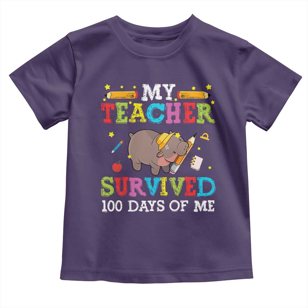 Funny Moo Deng 100th Day Of School Toddler T Shirt My Teacher Survived 100 Days Of Me