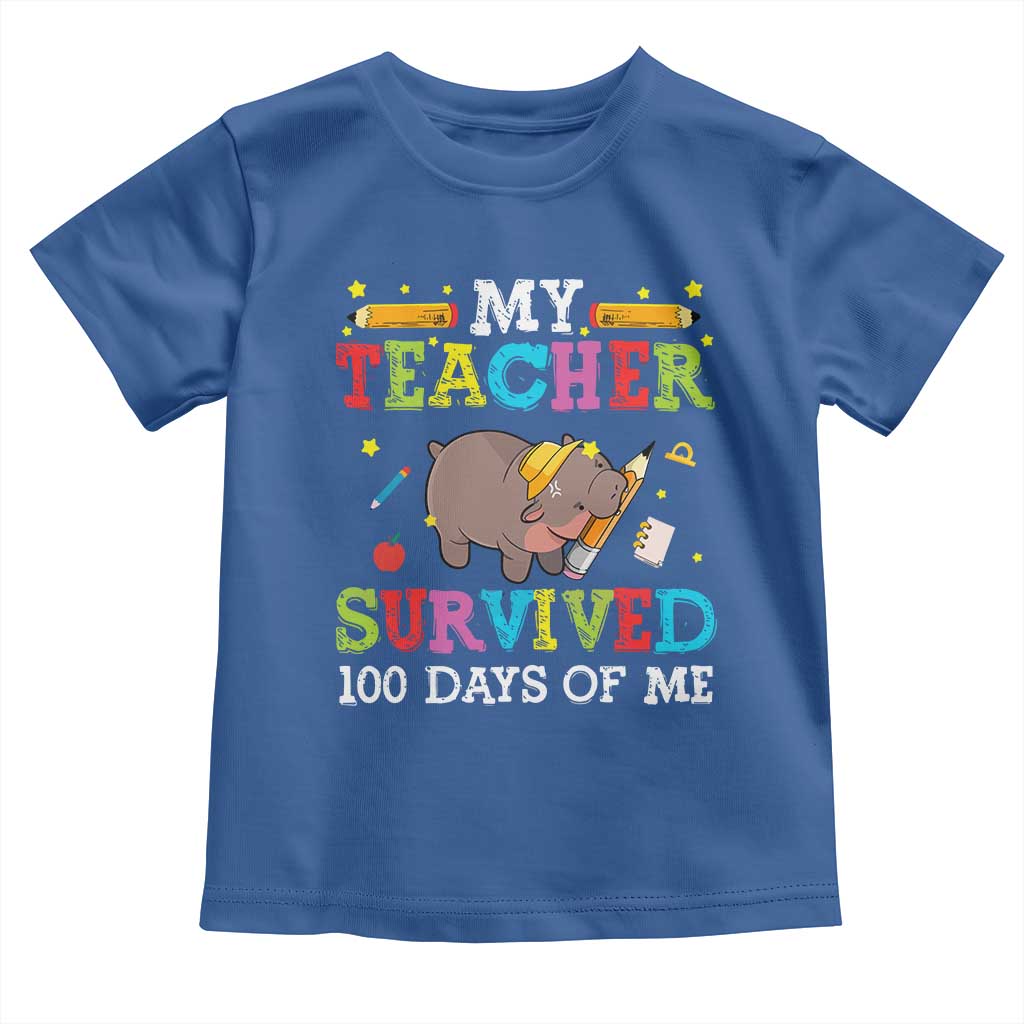 Funny Moo Deng 100th Day Of School Toddler T Shirt My Teacher Survived 100 Days Of Me