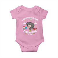 Funny Moo Deng 100th Day Of School Baby Onesie I Survived 100 Days Everything Is Fine