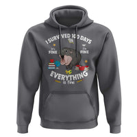 Funny Moo Deng 100th Day Of School Hoodie I Survived 100 Days Everything Is Fine