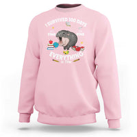 Funny Moo Deng 100th Day Of School Sweatshirt I Survived 100 Days Everything Is Fine - Wonder Print Shop