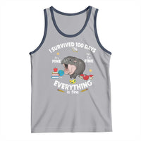 Funny Moo Deng 100th Day Of School Tank Top I Survived 100 Days Everything Is Fine