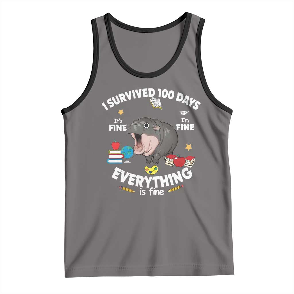 Funny Moo Deng 100th Day Of School Tank Top I Survived 100 Days Everything Is Fine
