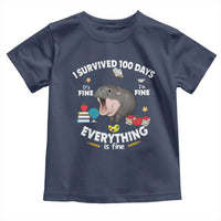 Funny Moo Deng 100th Day Of School Toddler T Shirt I Survived 100 Days Everything Is Fine