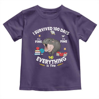 Funny Moo Deng 100th Day Of School Toddler T Shirt I Survived 100 Days Everything Is Fine