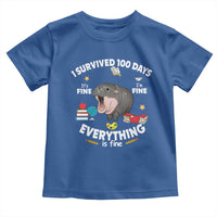 Funny Moo Deng 100th Day Of School Toddler T Shirt I Survived 100 Days Everything Is Fine