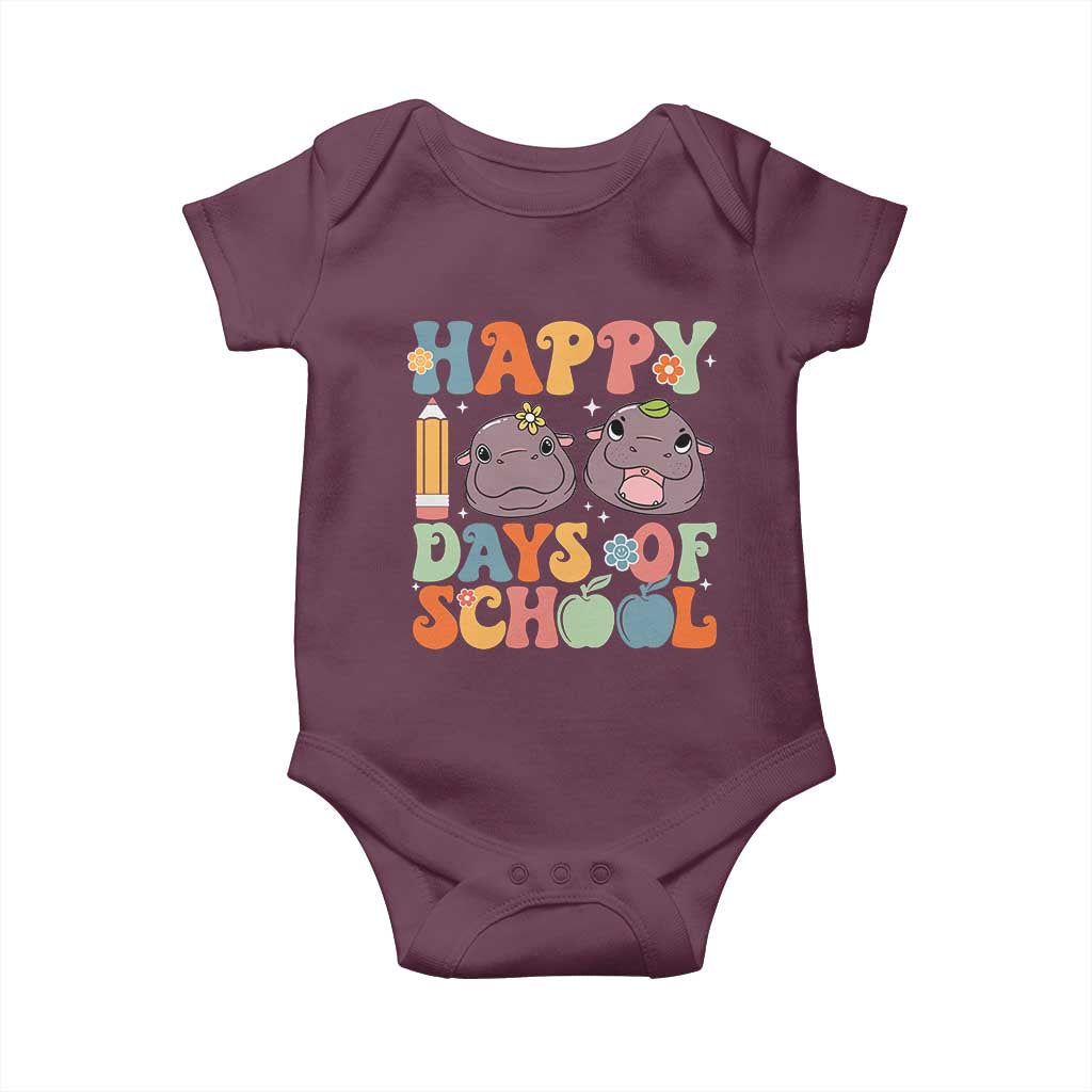 Happy 100 Days Of School Cute Moo Deng Baby Onesie