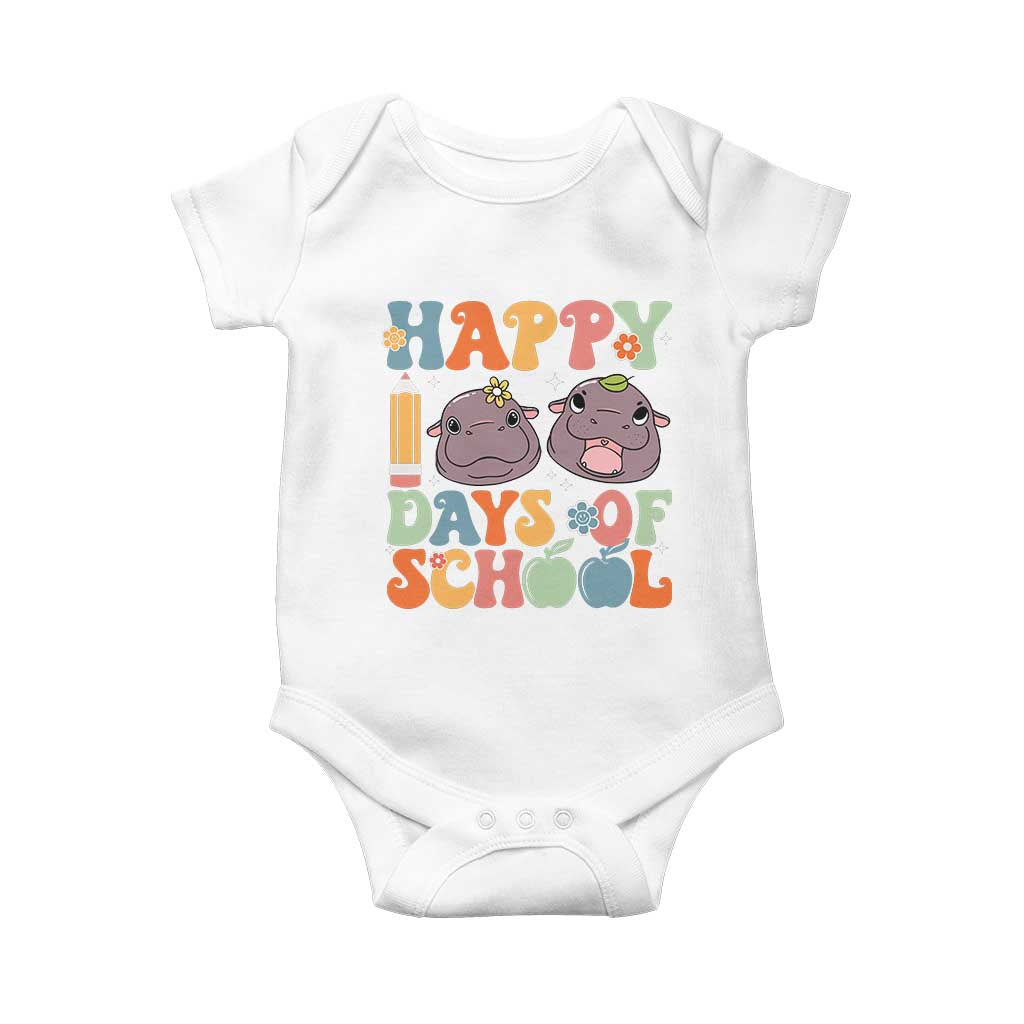 Happy 100 Days Of School Cute Moo Deng Baby Onesie