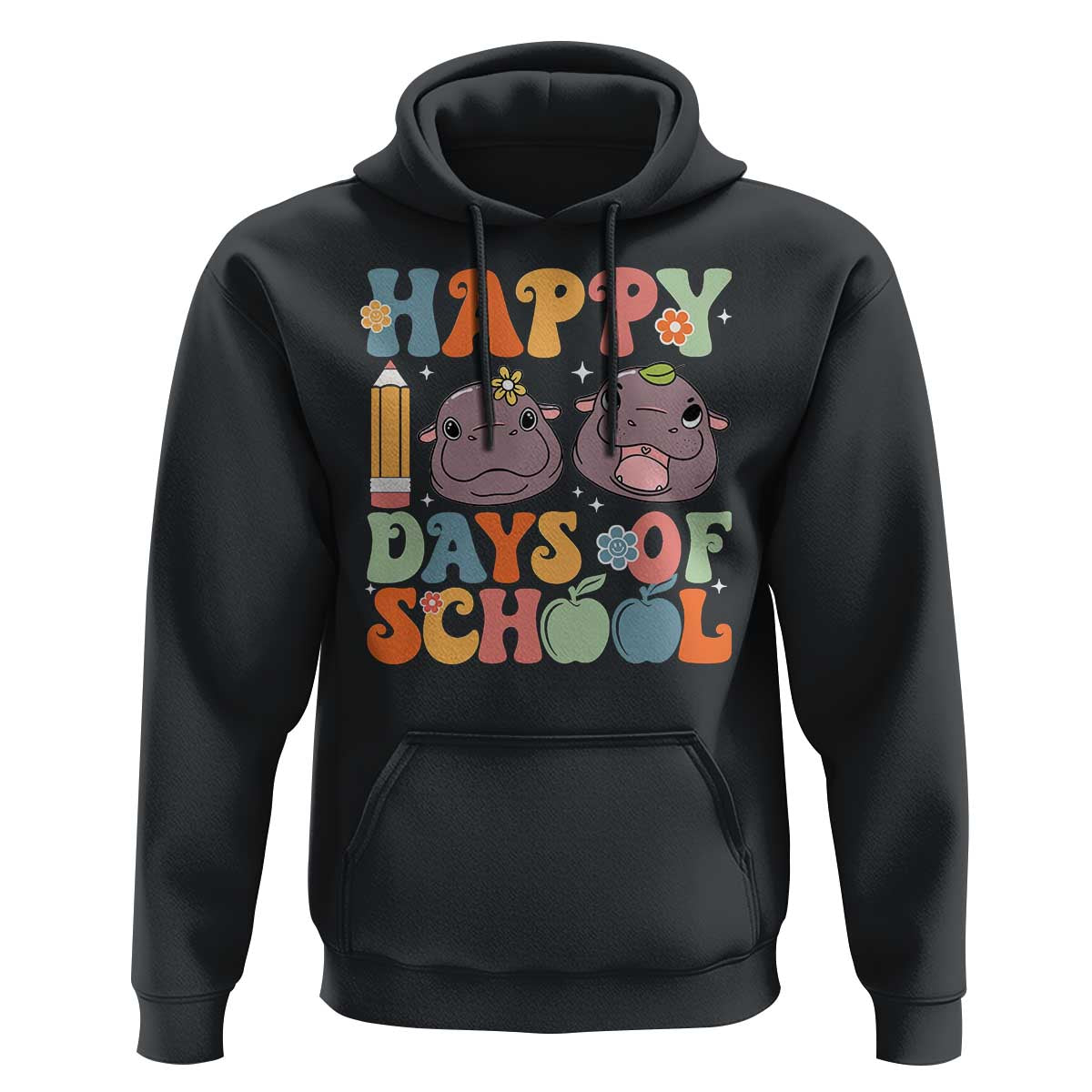 Happy 100 Days Of School Cute Moo Deng Hoodie