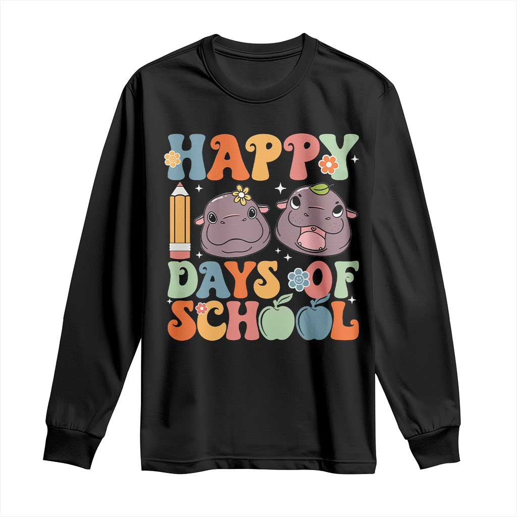 Happy 100 Days Of School Cute Moo Deng Long Sleeve Shirt