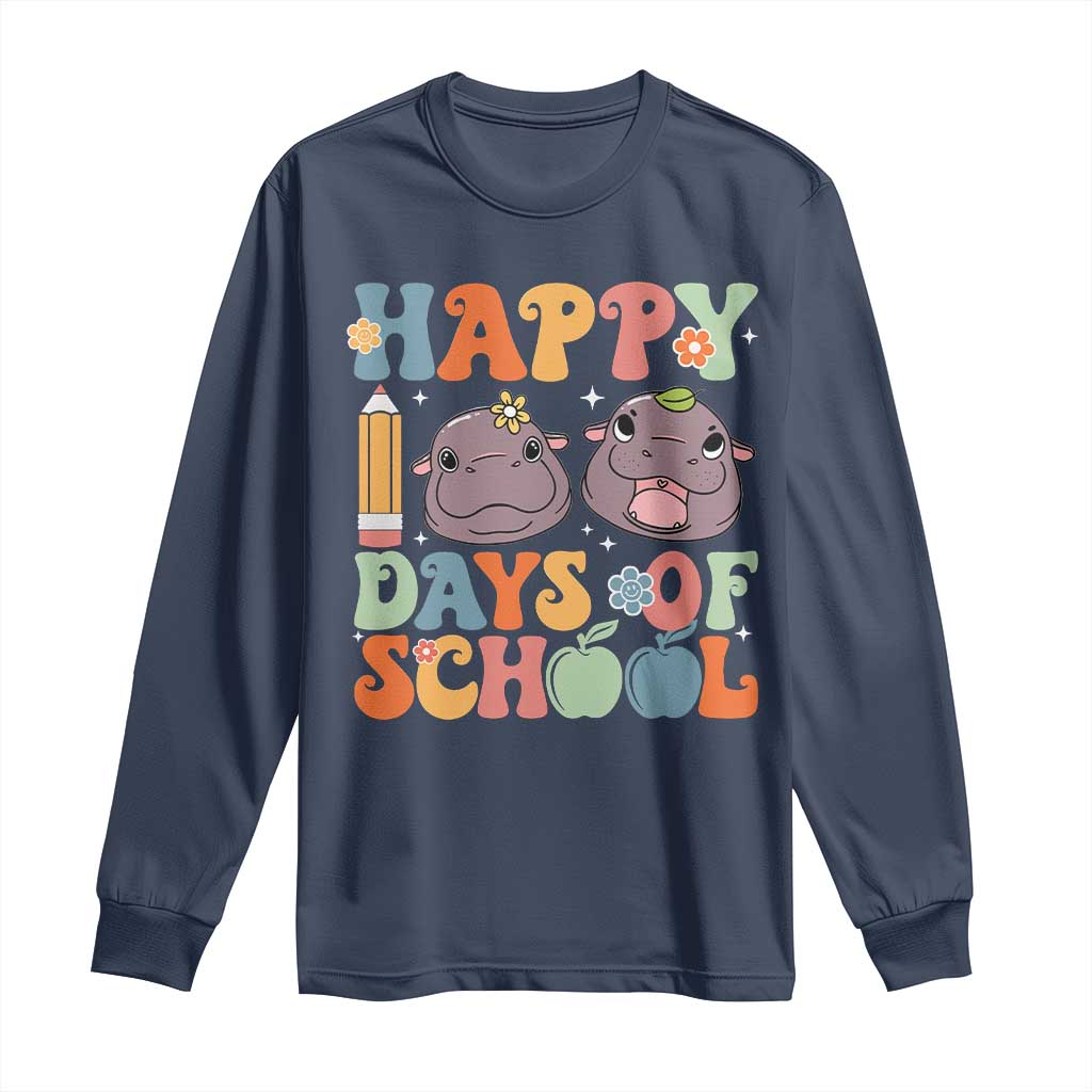 Happy 100 Days Of School Cute Moo Deng Long Sleeve Shirt