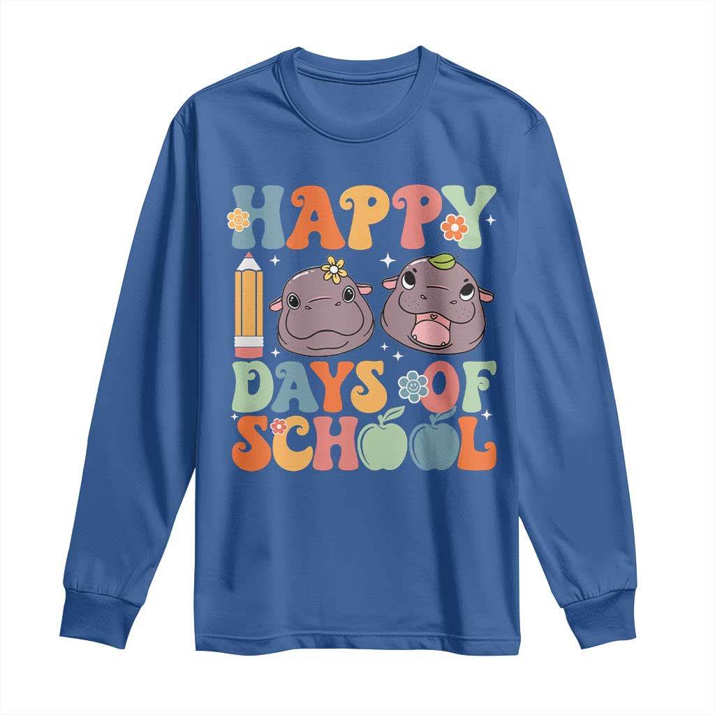 Happy 100 Days Of School Cute Moo Deng Long Sleeve Shirt