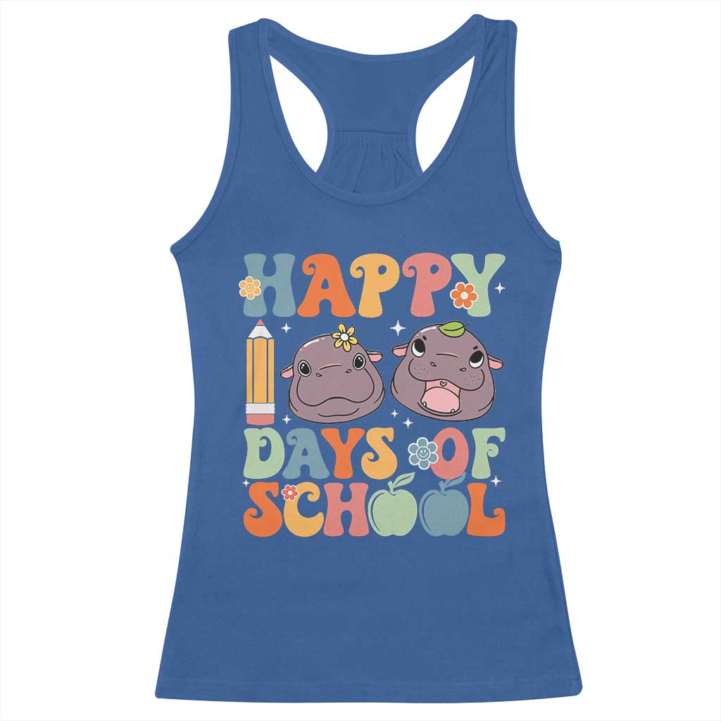 Happy 100 Days Of School Cute Moo Deng Racerback Tank Top