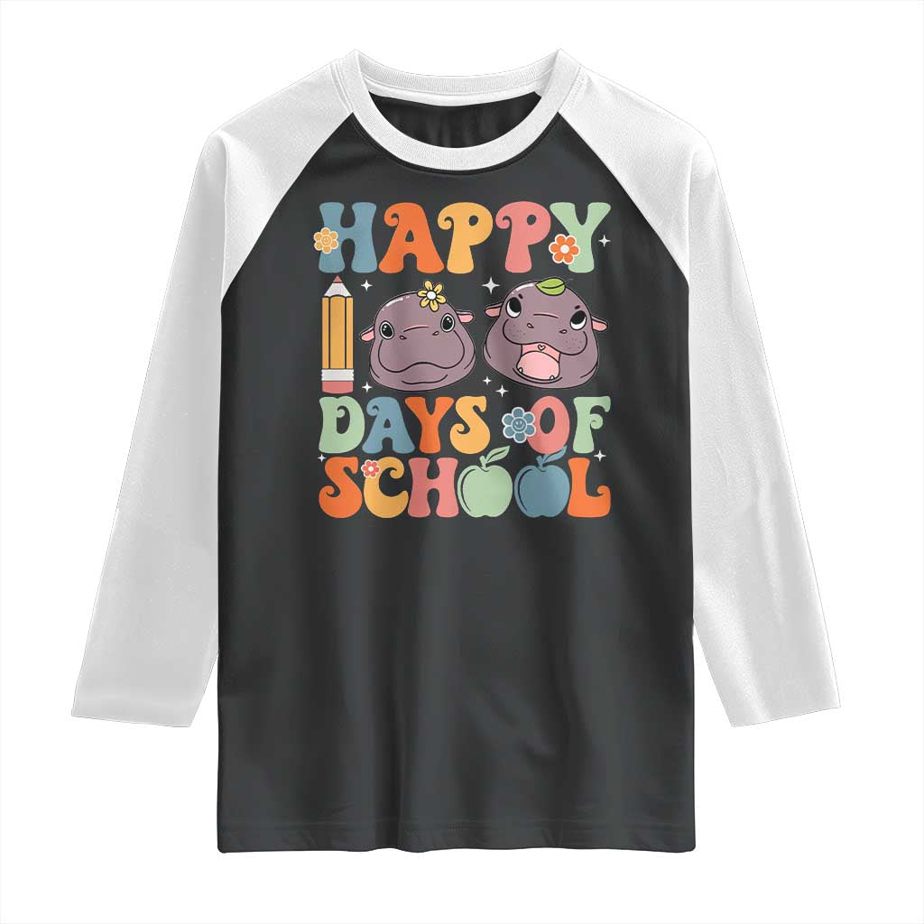 Happy 100 Days Of School Cute Moo Deng Raglan Shirt
