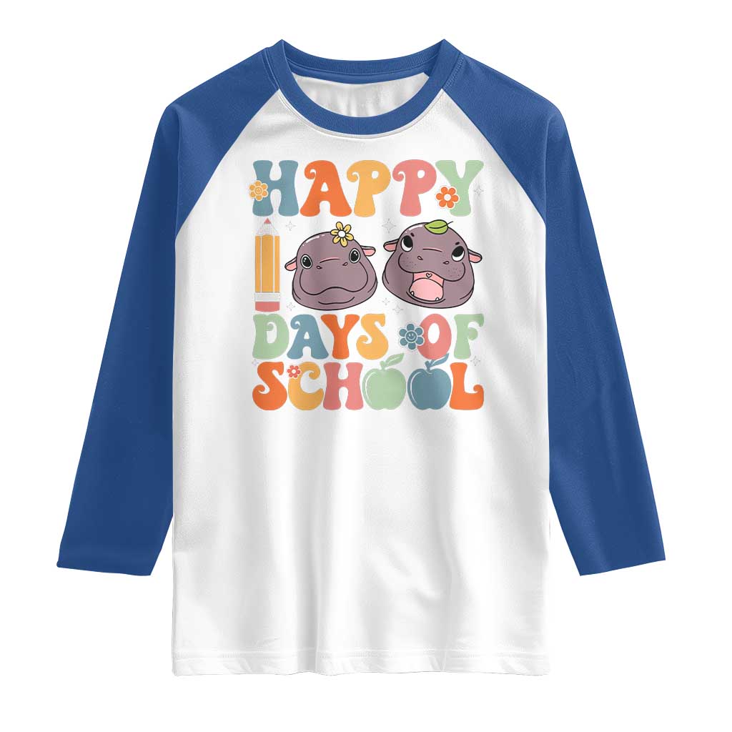 Happy 100 Days Of School Cute Moo Deng Raglan Shirt