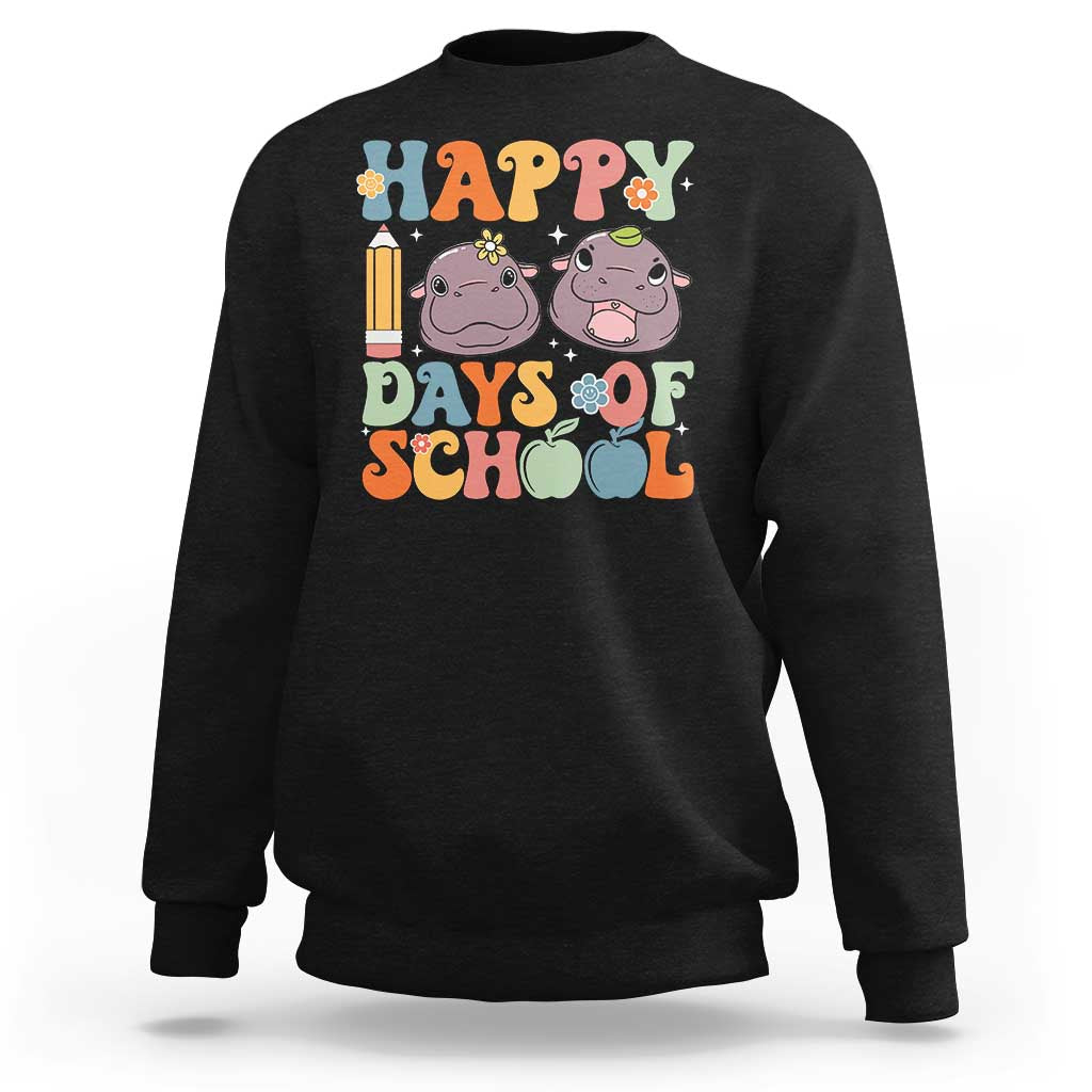 Happy 100 Days Of School Cute Moo Deng Sweatshirt - Wonder Print Shop