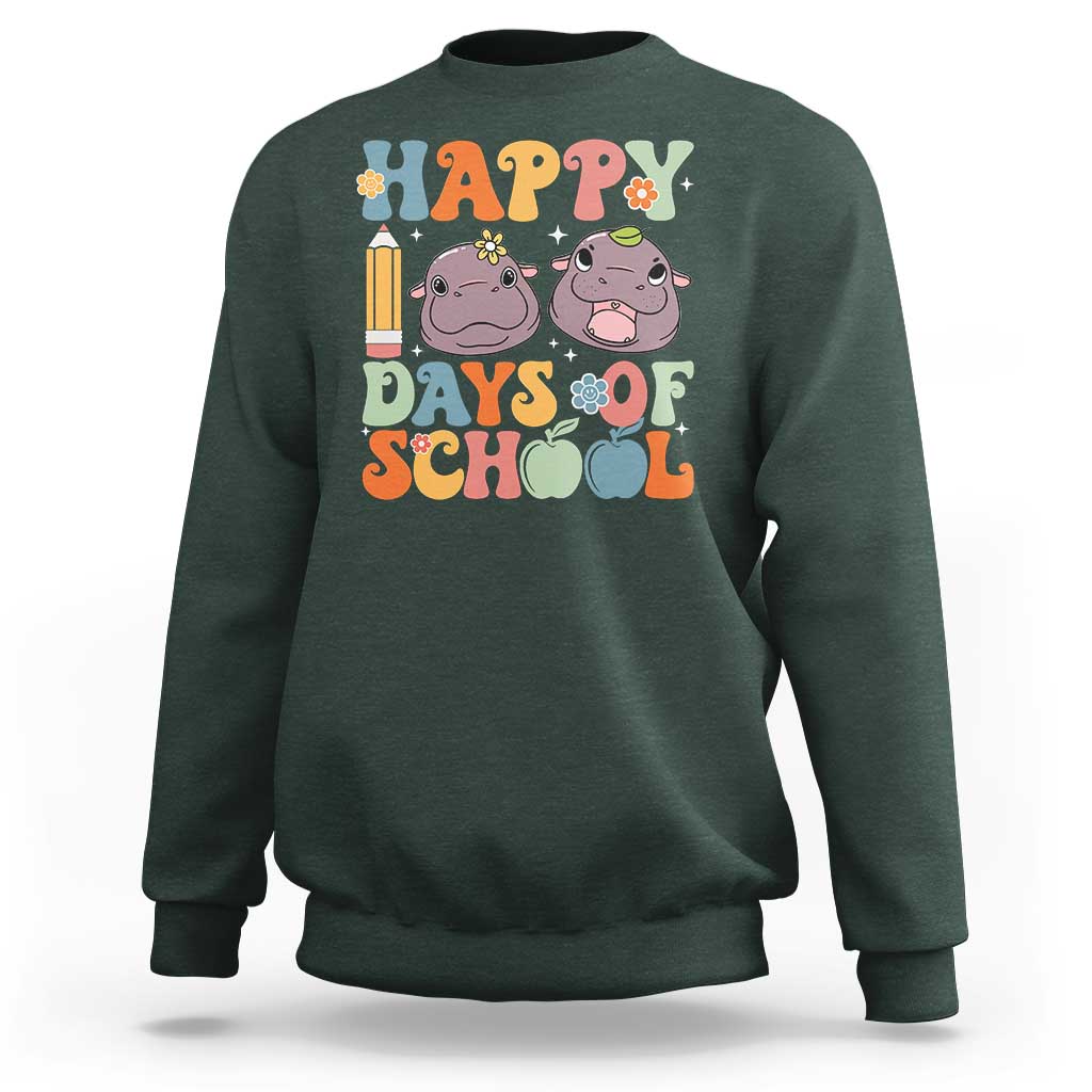 Happy 100 Days Of School Cute Moo Deng Sweatshirt - Wonder Print Shop